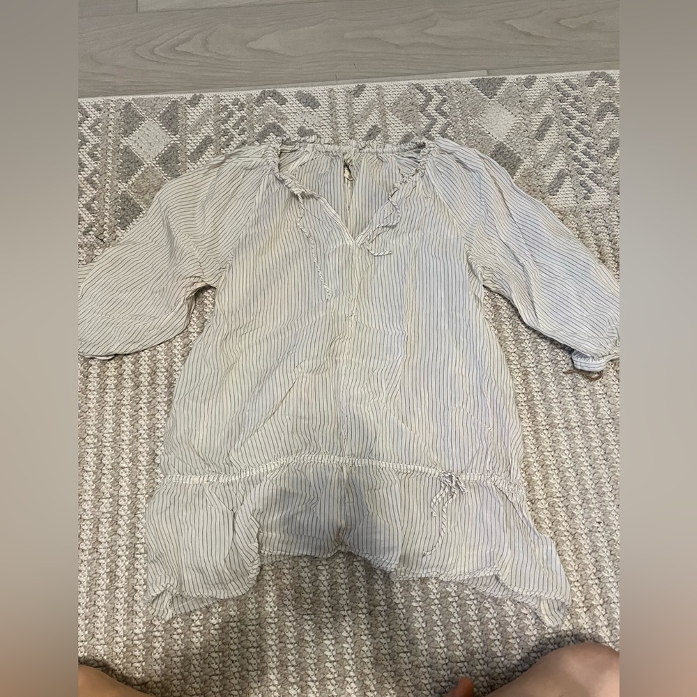 Converse Cream and Blue Striped Peasant Tunic